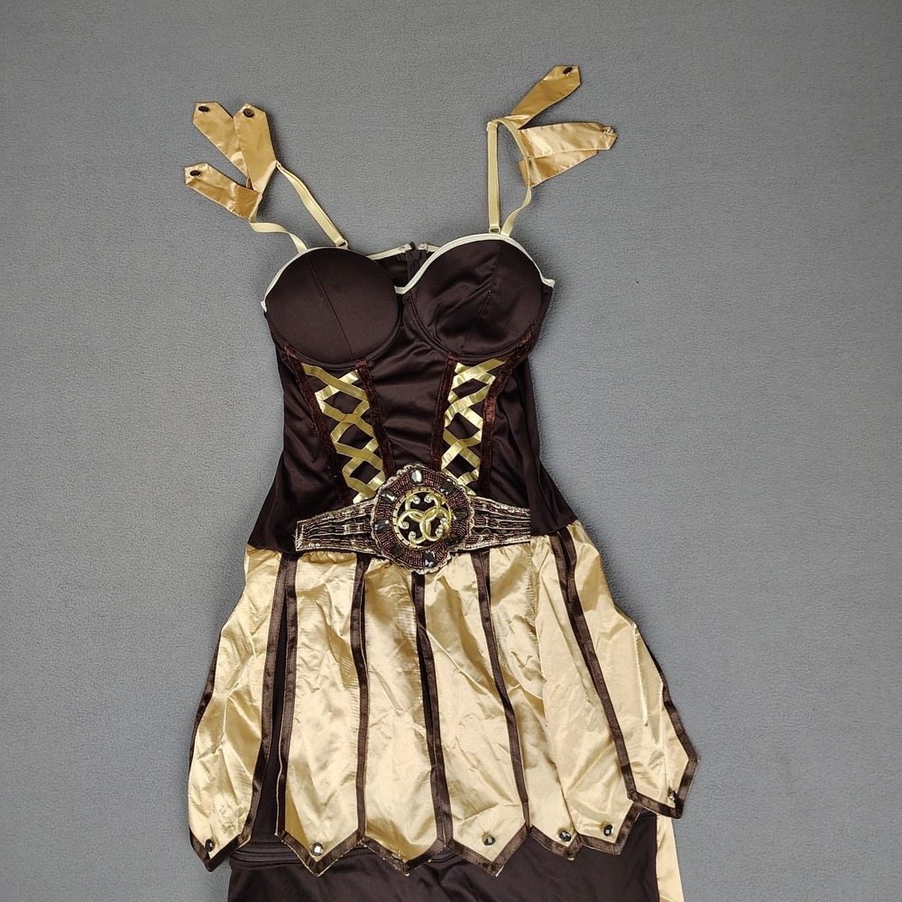 Dreamgirl Cosplay Warrior Queen Dress Skirt Medium Brown Gold Convertible Costum - Picture 2 of 12